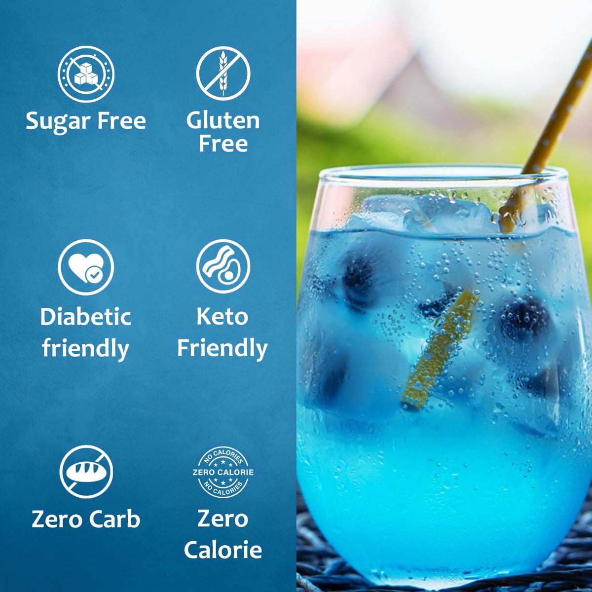 SYRUVIA sugar-free blueberry syrup dessert topping adds fruity flair