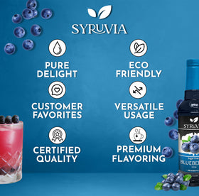 SYRUVIA sugar-free blueberry syrup drink pour for iced tea or cocktails