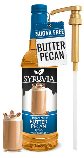 SYRUVIA Sugar Free Butter Pecan Syrup bottle-pump for versatile flavoring