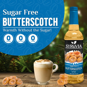 SYRUVIA sugar-free butterscotch syrup enhances coffee with rich flavor