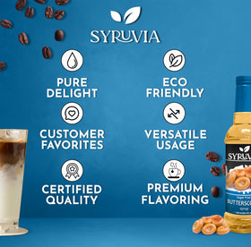 Zero-calorie SYRUVIA syrup bottle on kitchen counter