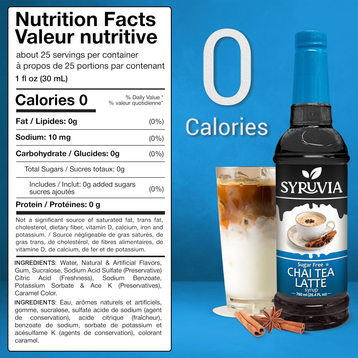SYRUVIA sugar-free chai syrup latte art with inviting aroma
