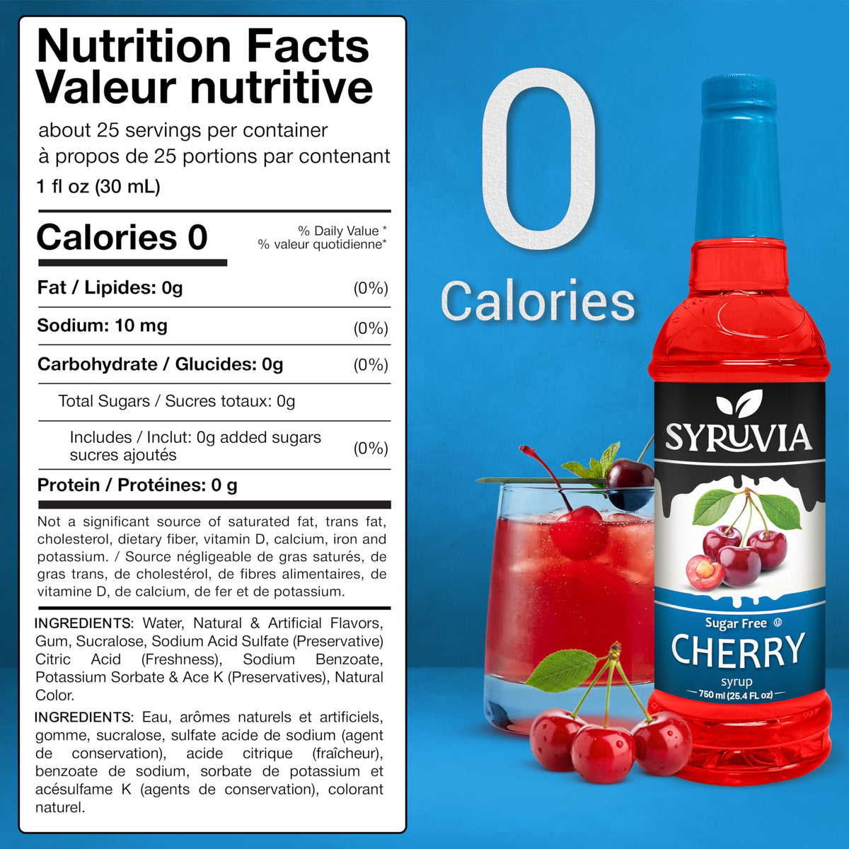 Syruvia Sugar-Free Cherry Syrup drizzle on dessert for rich cherry flavor.