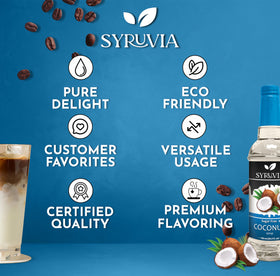 SYRUVIA Sugar Free Coconut Syrup in iced coffee for a refreshing, calorie-conscious drink.