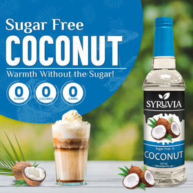 SYRUVIA Sugar Free Coconut Syrup pump closeup for easy, mess-free dispensing.