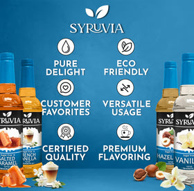 SYRUVIA sugar free syrups variety pack offers four flavors for versatile coffee creativity.