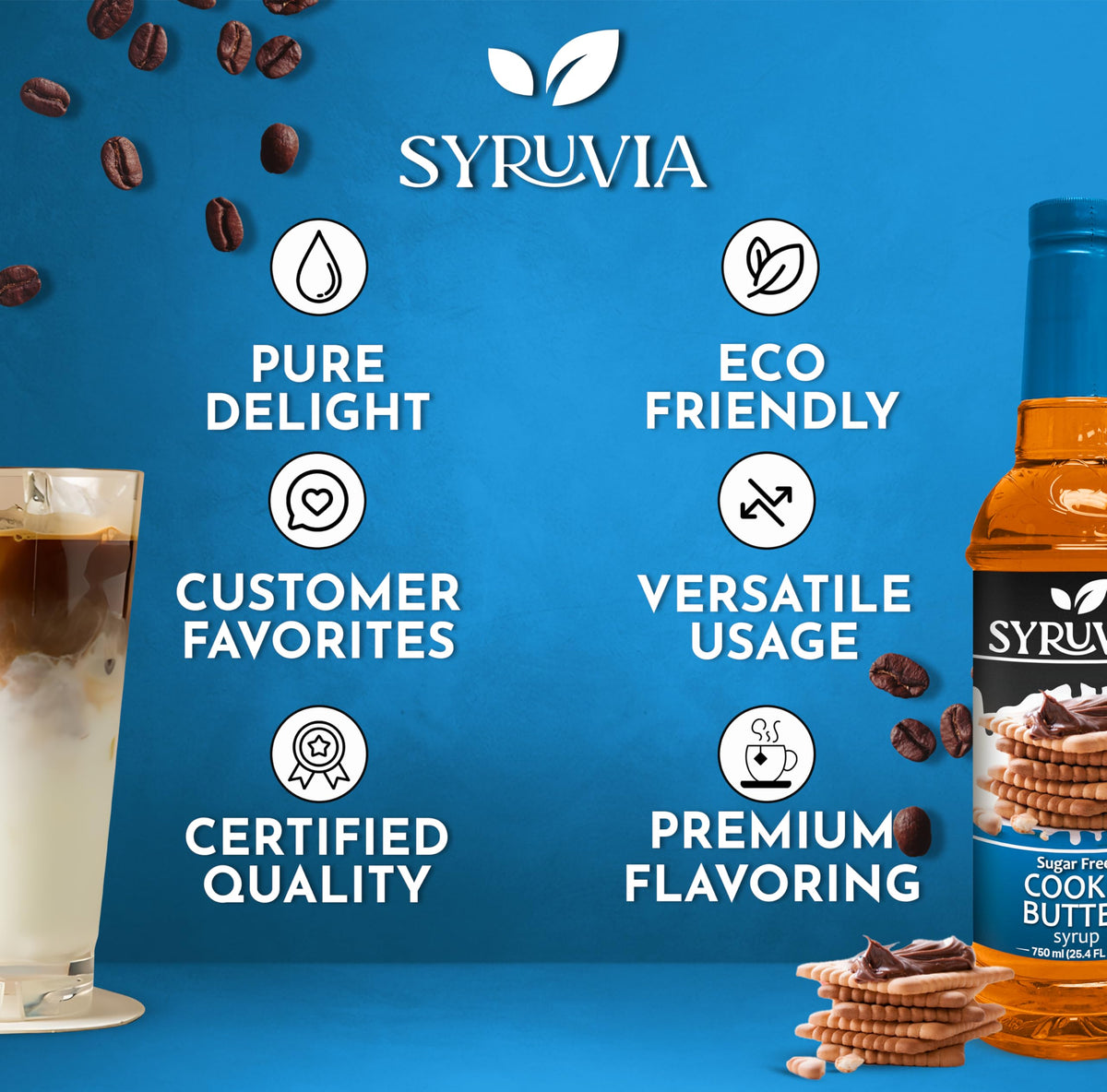 Kosher-certified SYRUVIA syrup bottle on kitchen counter