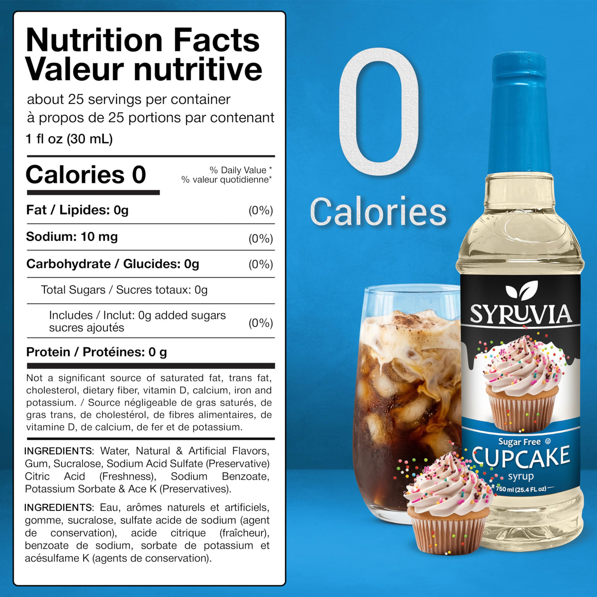 SYRUVIA Sugar Free Cupcake Syrup in a coffee glass elevating morning ritual