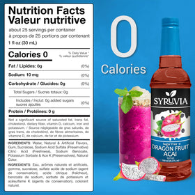 SYRUVIA dragon fruit acai syrup atop coffee for subtle sweetness