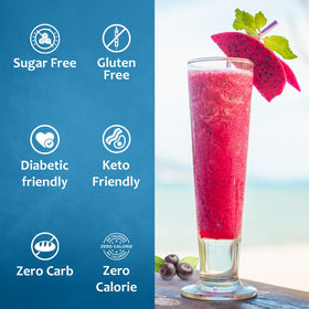 SYRUVIA sugar-free dragon fruit acai syrup drizzle on desserts