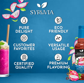 SYRUVIA dragon fruit acai syrup in lemonade glass adds tropical notes