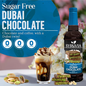 SYRUVIA sugar-free Dubai chocolate syrup pump for easy, mess-free pouring.
