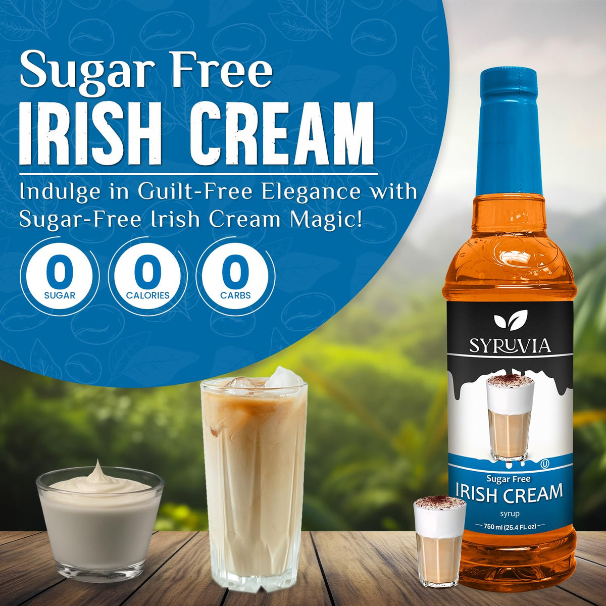 SYRUVIA Sugar Free Irish Cream Syrup pump enables easy, mess-free dispensing