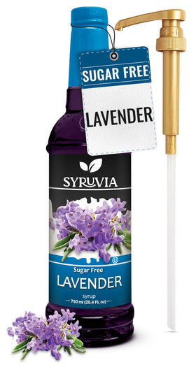 SYRUVIA Sugar Free Lavender Syrup bottle ready for coffee and desserts.