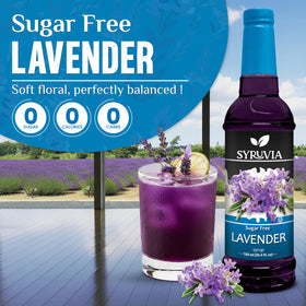 Pump dispenser for SYRUVIA Lavender Syrup adds precise flavor to drinks.