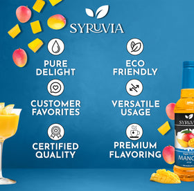 SYRUVIA Mango Syrup drizzle on dessert for fruity sweetness.