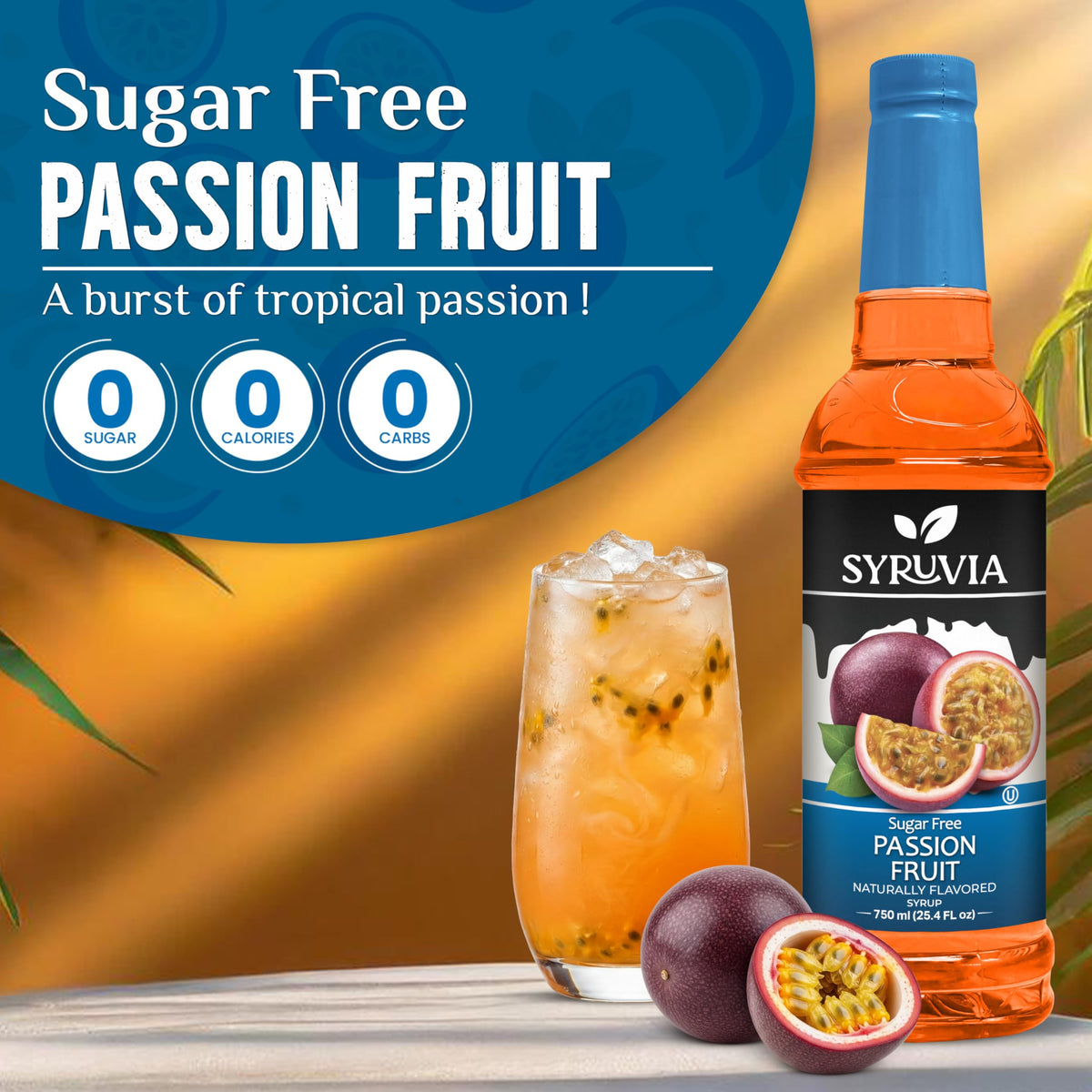 SYRUVIA sugar free passion fruit syrup pump for easy dispensing