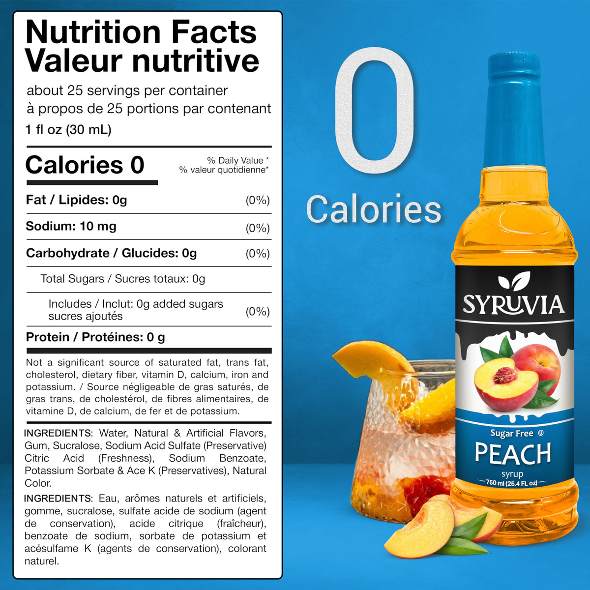 SYRUVIA Sugar-Free Peach Syrup enhances coffee with a peachy aroma