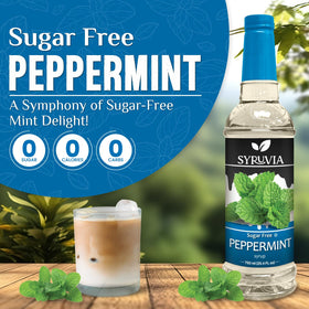 Pouring SYRUVIA Peppermint Syrup into coffee for a minty lift