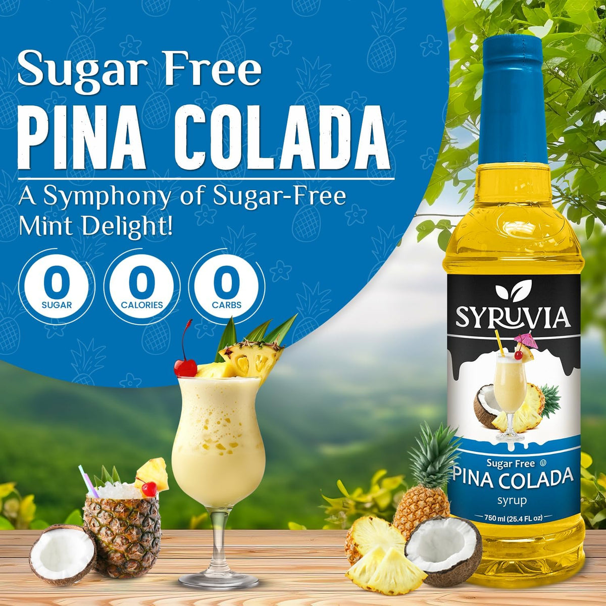 SYRUVIA pina colada syrup pump top for convenient cocktail pouring
