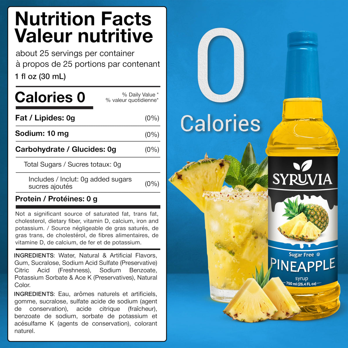 SYRUVIA Pineapple Syrup adds pineapple flavor to coffee.