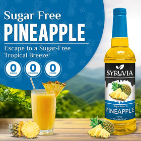 SYRUVIA Sugar-Free Pineapple Syrup pump attached for easy flavoring.
