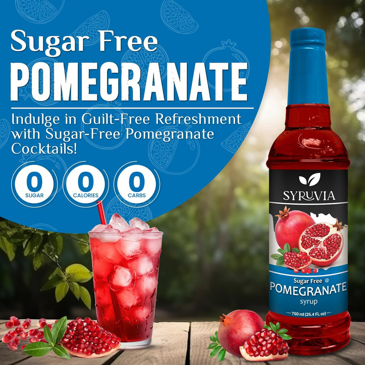 Syruvia sugar-free pomegranate syrup pump for quick, mess-free cocktails