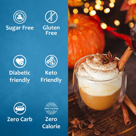 SYRUVIA Sugar Free Pumpkin Spice Syrup drizzle on desserts for warmth.