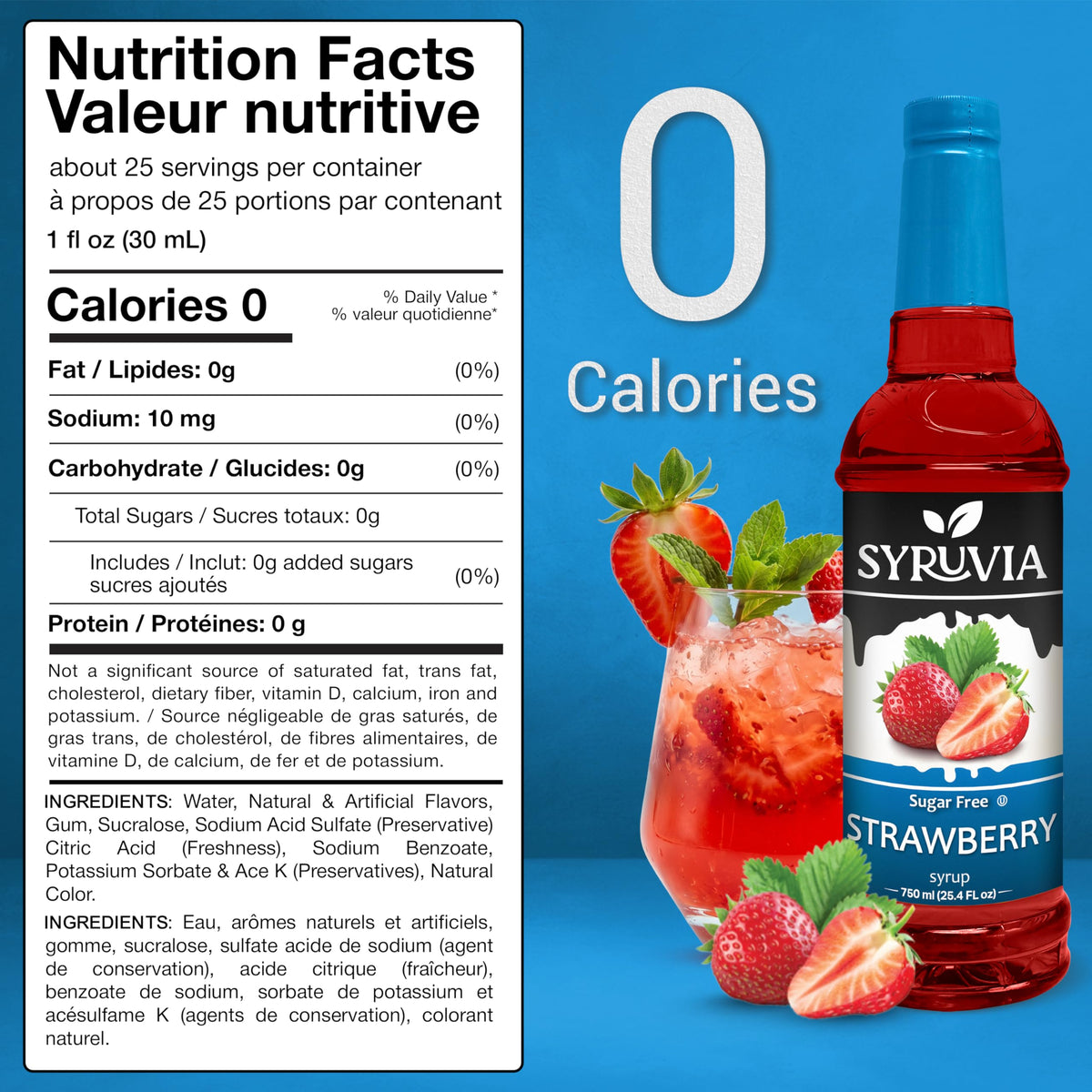 Syruvia sugar-free strawberry syrup poured into coffee for a berry twist