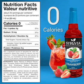 Syruvia sugar-free strawberry syrup poured into coffee for a berry twist
