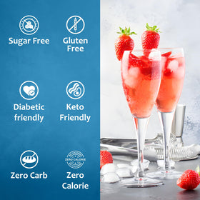 Syruvia sugar-free strawberry syrup as a dessert topping on pancakes or ice cream