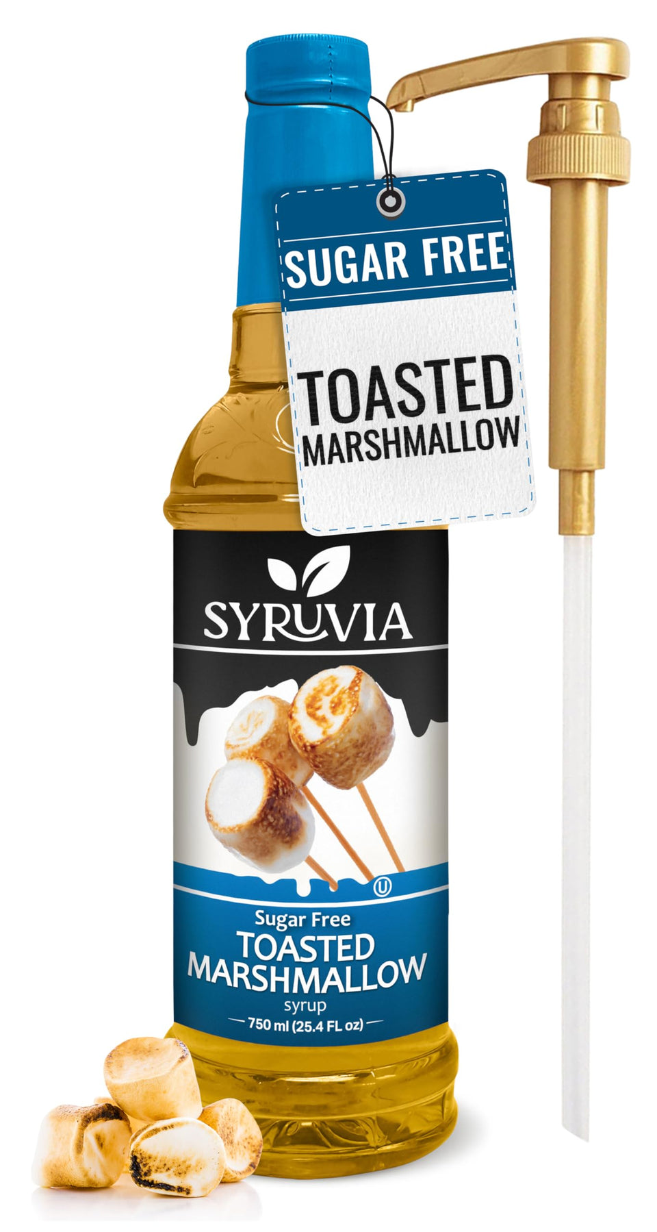 SYRUVIA sugar-free toasted marshmallow syrup bottle front for dessert flavor exploration