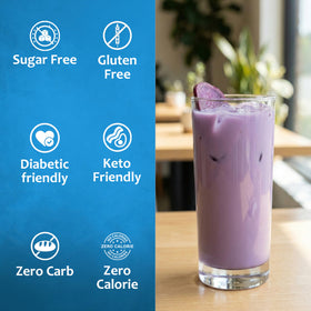 SYRUVIA Sugar Free Ube Syrup as a dessert topping on yogurt or panna cotta.