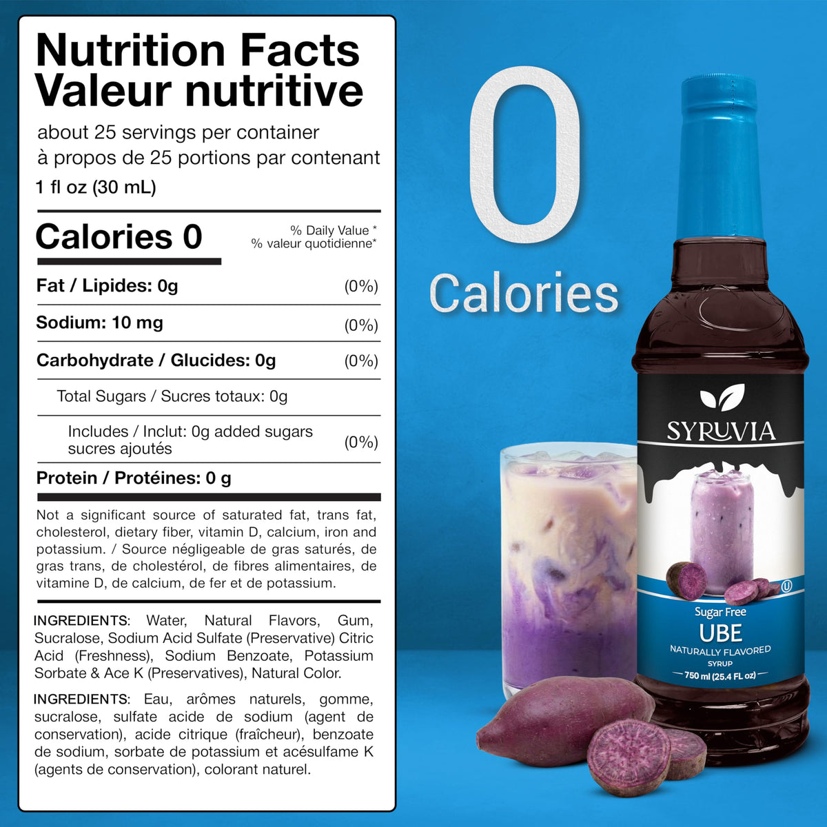 SYRUVIA Sugar Free Ube Syrup in iced tea for vibrant, balanced sweetness.
