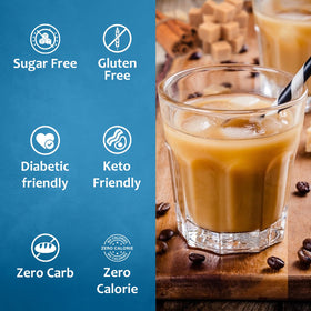 SYRUVIA brown sugar cinnamon sugar-free coffee syrup bottle pairs with breakfast beverages