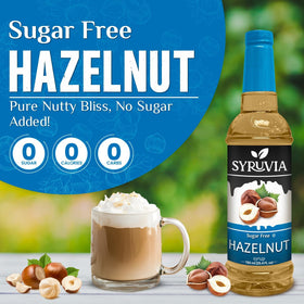 SYRUVIA Sugar Free Hazelnut Syrup pump dispense for easy flavoring in beverages