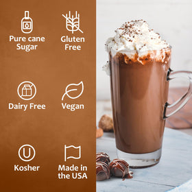 Syruvia syrup bottle paired with desserts showcases versatile sweetening options.