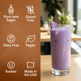 SYRUVIA Ube Syrup ingredients highlight pure cane sugar.