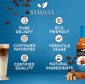 SYRUVIA versatile syrup for coffee, tea, smoothies, and desserts.