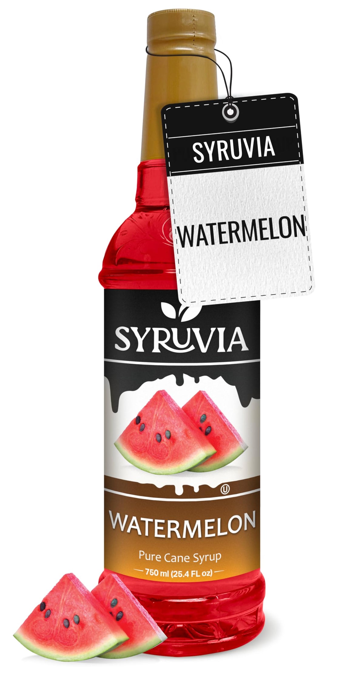 SYRUVIA Watermelon Syrup bottle for refreshing drinks and desserts.
