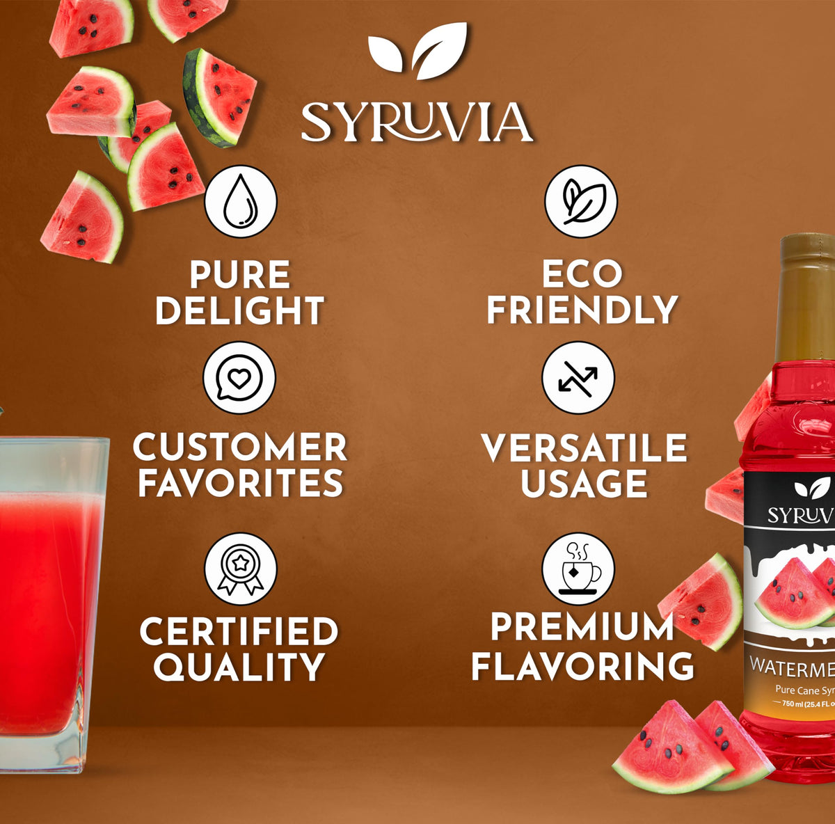 SYRUVIA Watermelon Syrup drizzle over desserts adds color and sweetness.