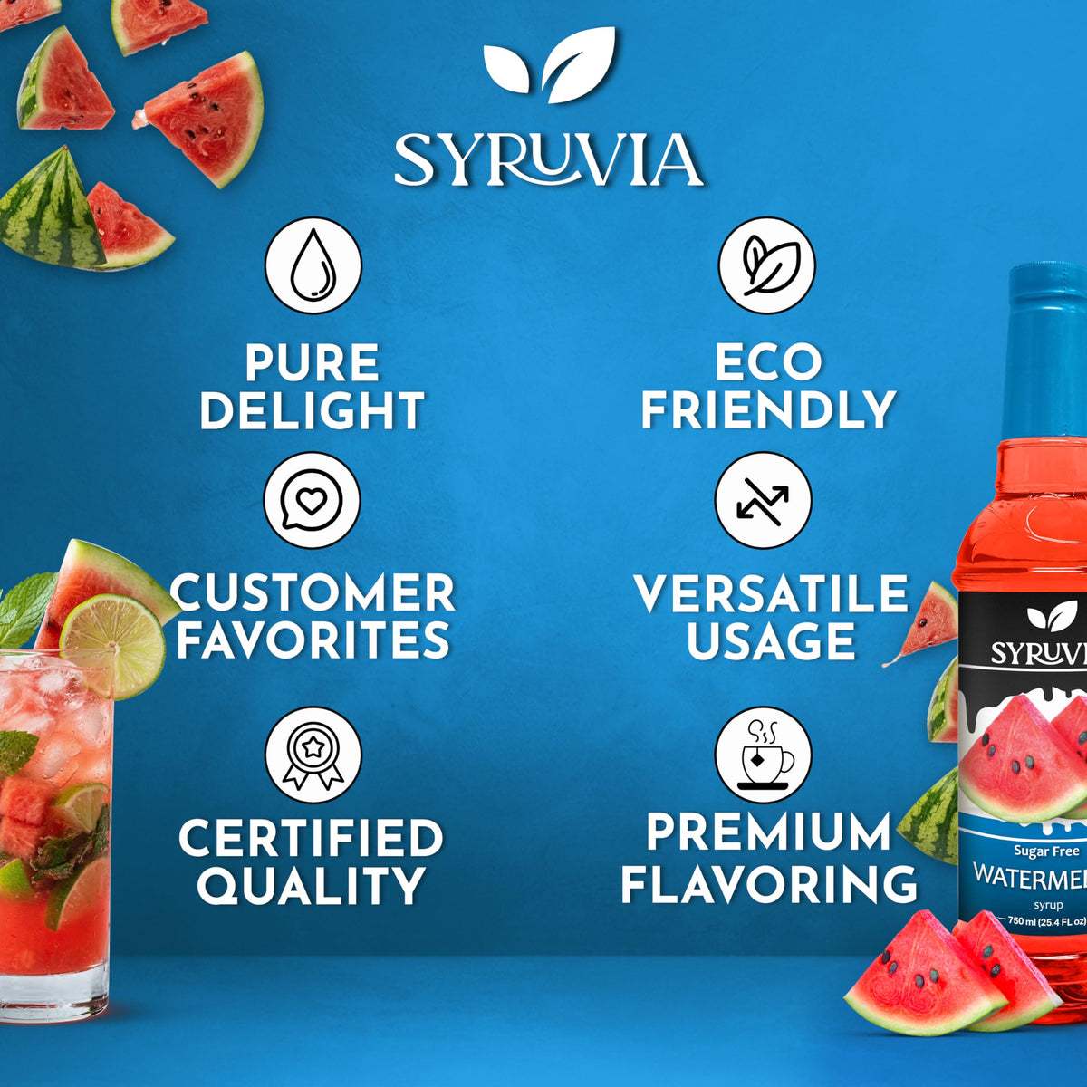 SYRUVIA Watermelon Syrup as a dessert topping adds fruity sparkle.