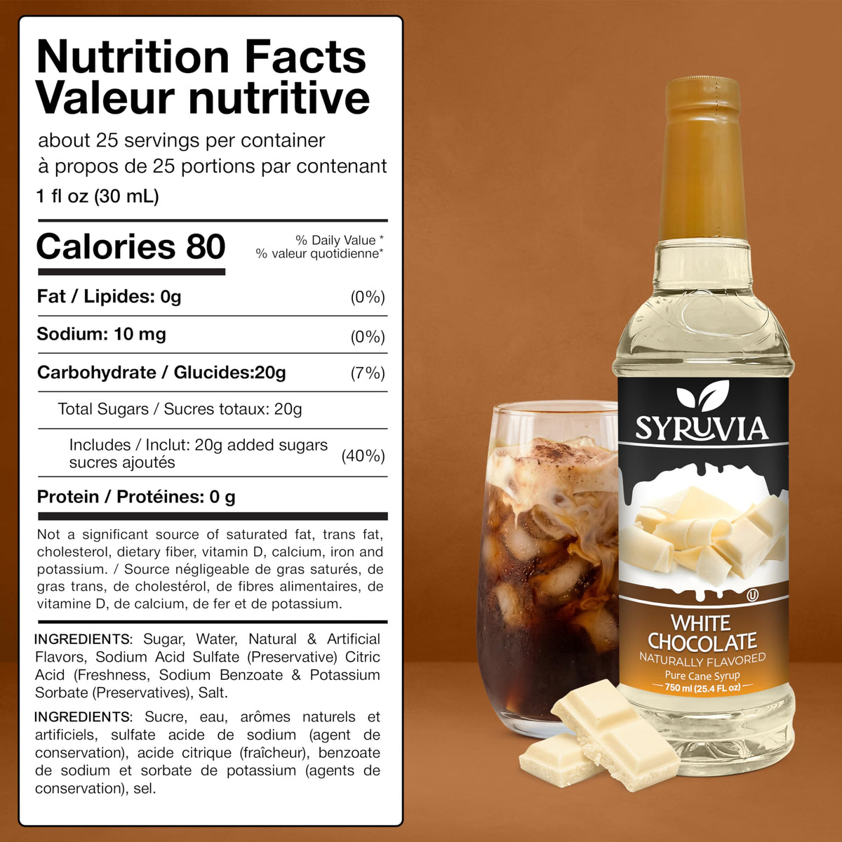 SYRUVIA White Chocolate Syrup latte art-friendly drizzle.
