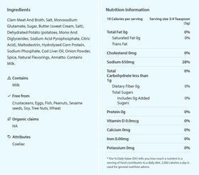 Sysco Clam Base ingredients closeup reveals clam and butter richness