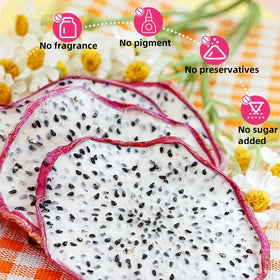 SYZJMWDY dried white dragon fruit slices show soft texture in each bite