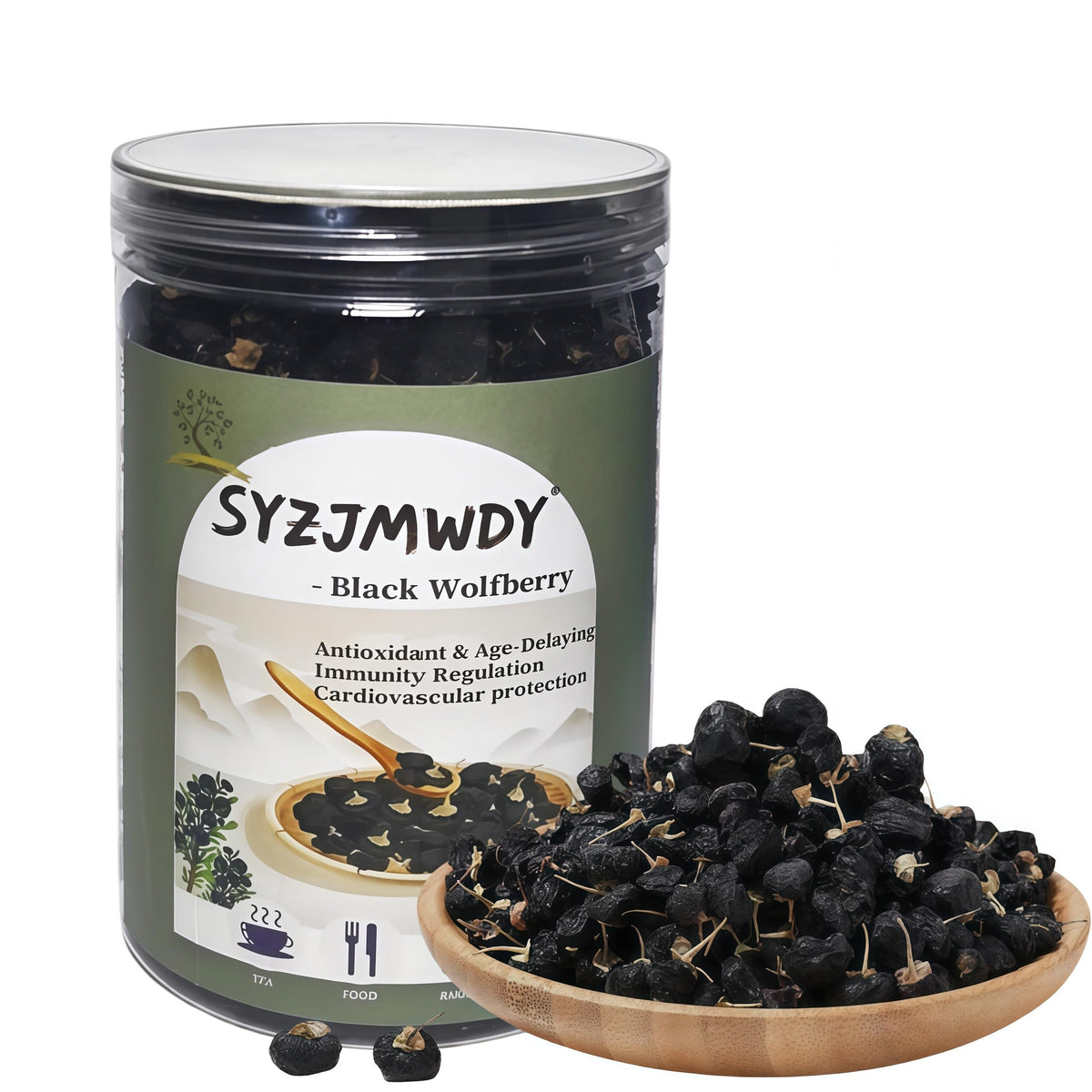 SYZJMWDY black goji berries organic 7oz, hand sorted and sun dried for pure snacking