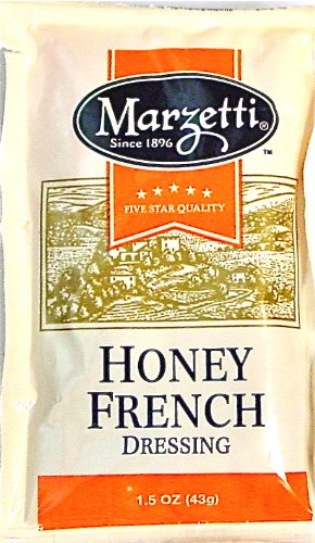 T. Marzetti's Honey French Dressing 1.5 oz bottle front, adds sweet tang to salads and sandwiches.