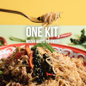 Vegan and gluten-free label on TAAN THAI Pad Kra Pao packaging.