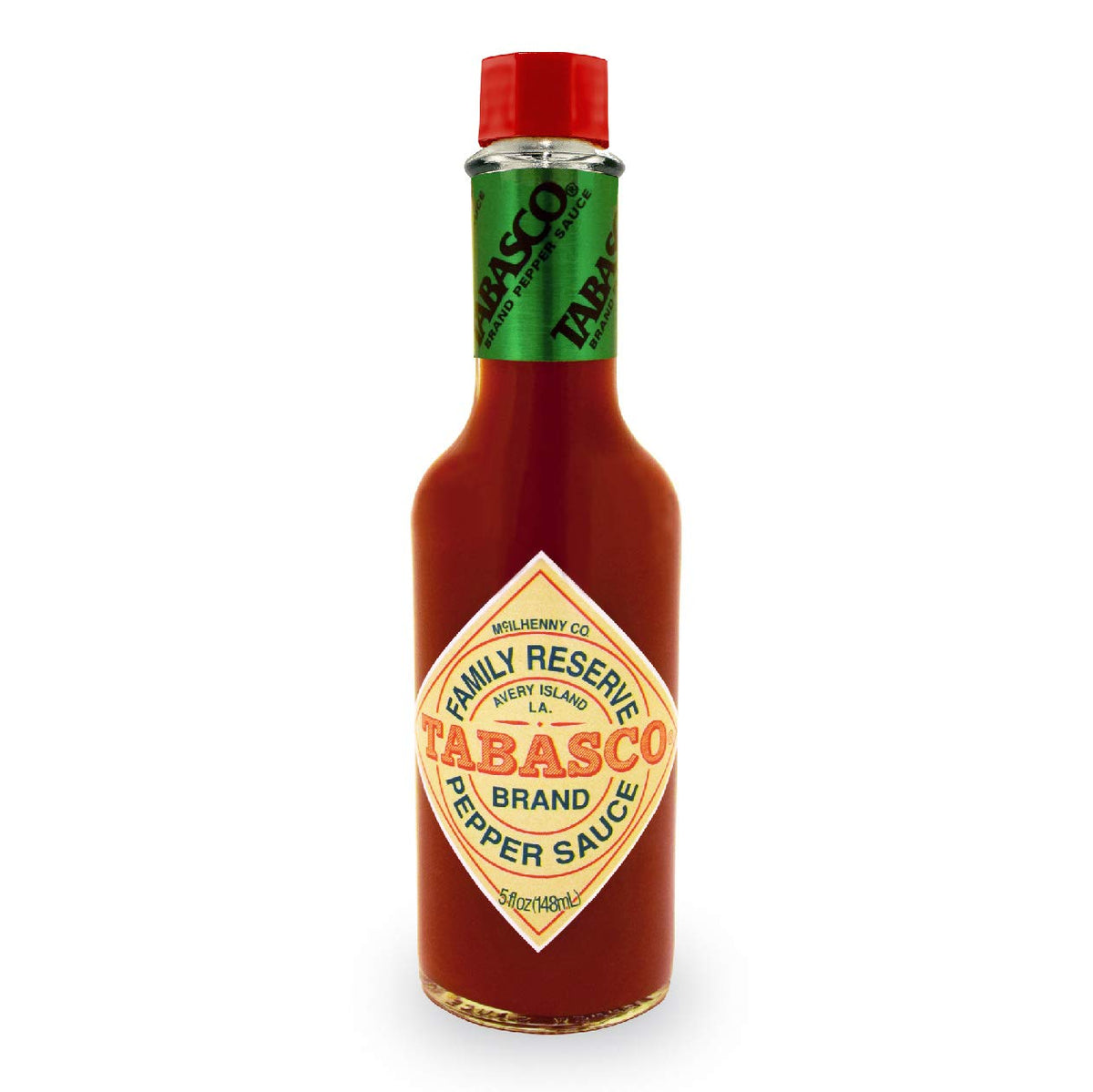 TABASCO Family Reserve pepper sauce 5oz bottle delivers premium flavor enhancement for meals.