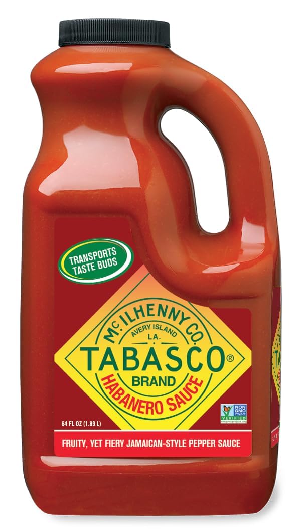 TABASCO Habanero sauce bulk jug shows Caribbean heat for grilling and marinades.